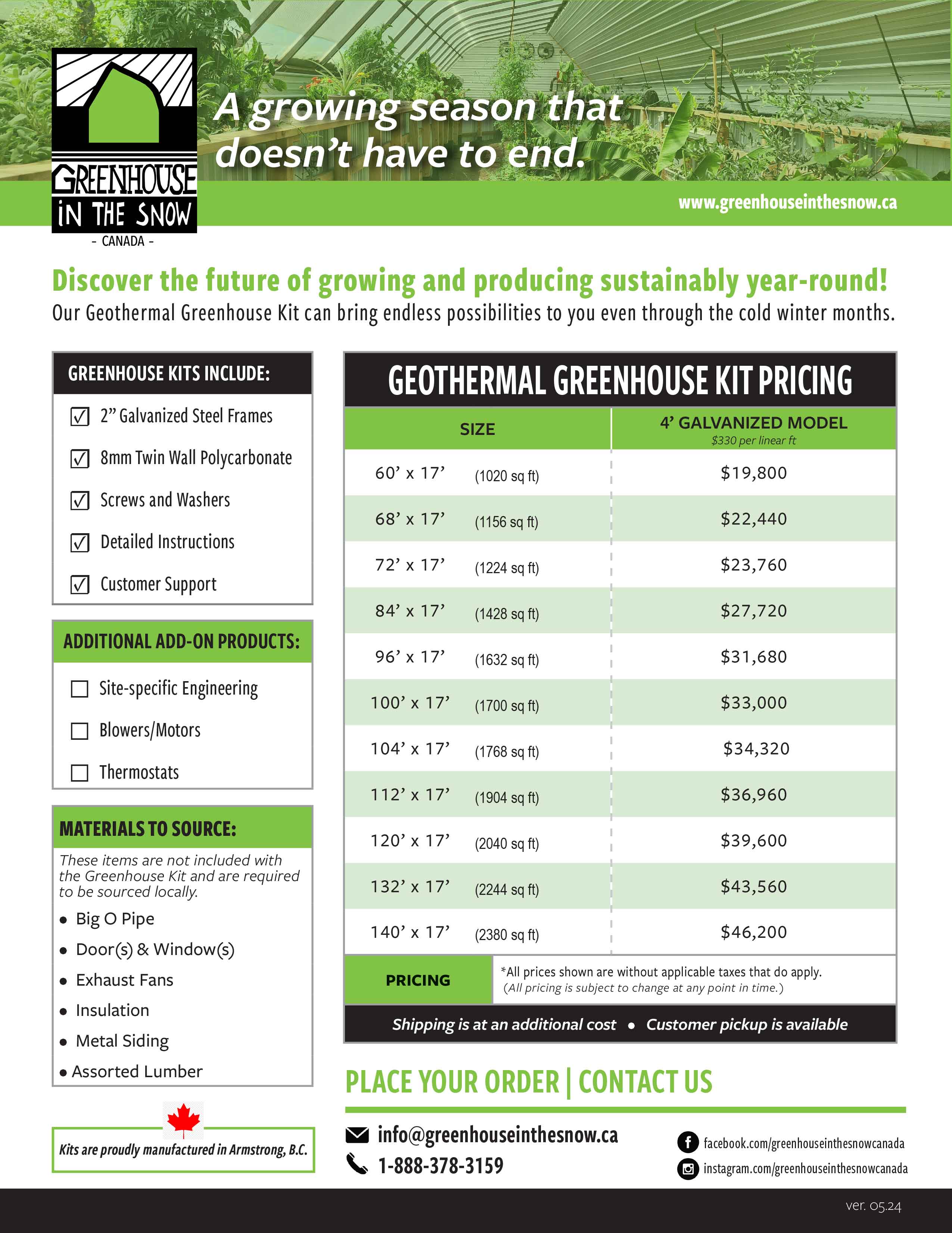 Greenhouse In The Snow Canada Price List